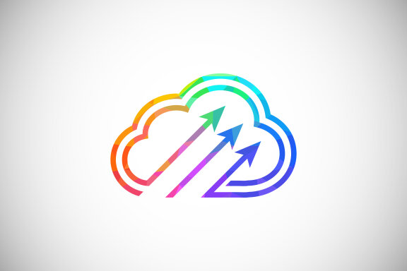 Polygonal low poly cloud computing logo