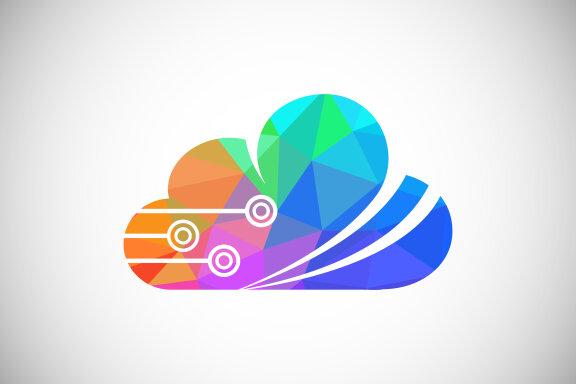 Polygonal low poly cloud computing logo