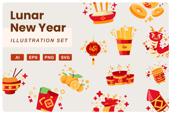 Lunar New Year Illustration Set