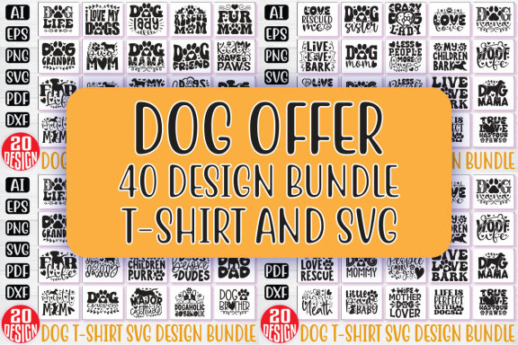 Dog SVG And T-shirt Design Bundle