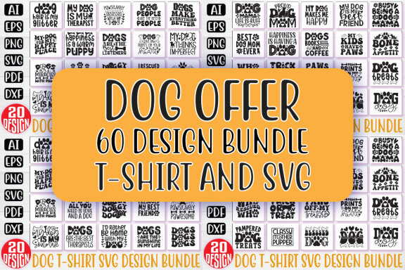 Dog SVG And T-shirt Design Bundle