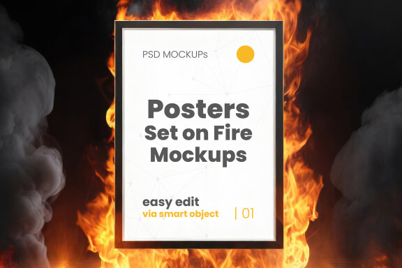 Frames Poster Set on Fire Mockups