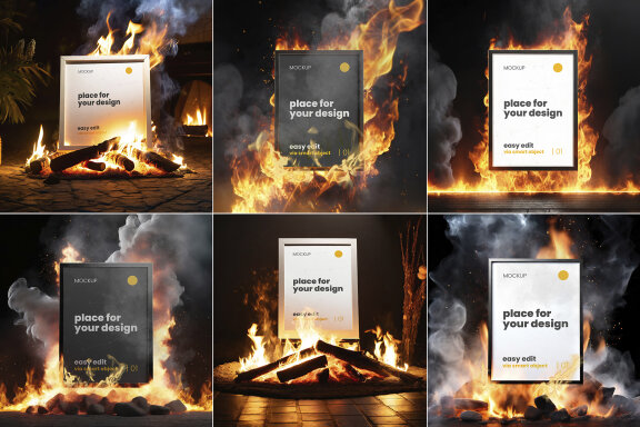 Frames Poster Set on Fire Mockups