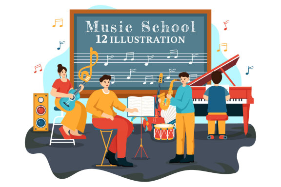 12 Music School Illustration