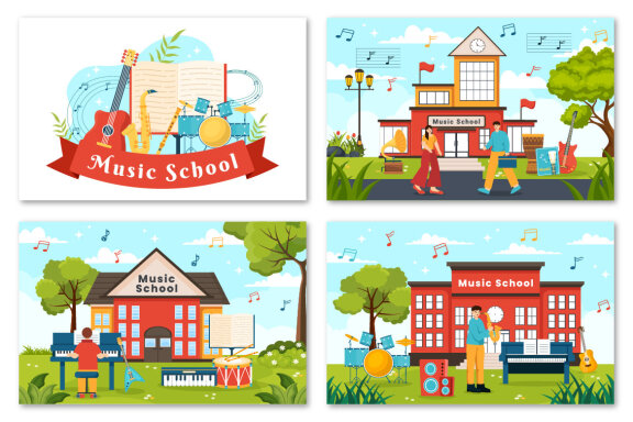 12 Music School Illustration