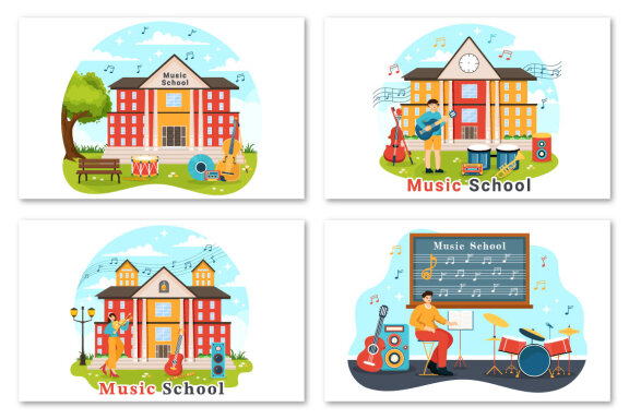 12 Music School Illustration