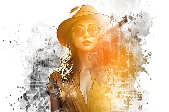 Modern Double Exposure Photo Template