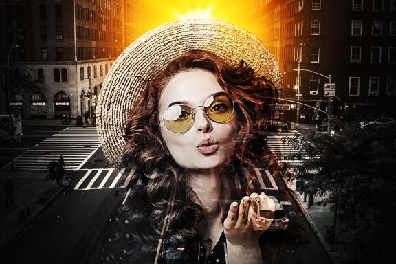  Sunburst Double Exposure Photo Template