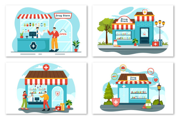 12 Drug Store Illustration