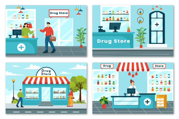 12 Drug Store Illustration