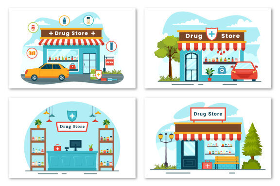 12 Drug Store Illustration
