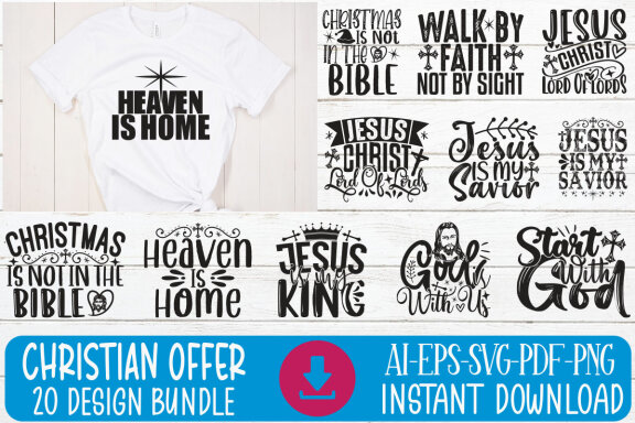 Jesus Christian SVG And T-shirt Design Bundle