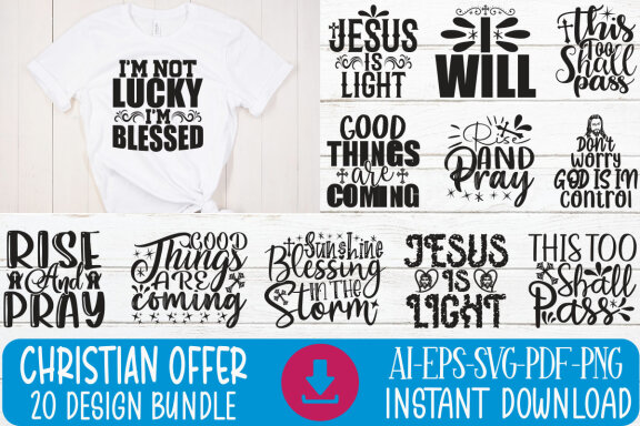 Jesus Christian SVG And T-shirt Design Bundle