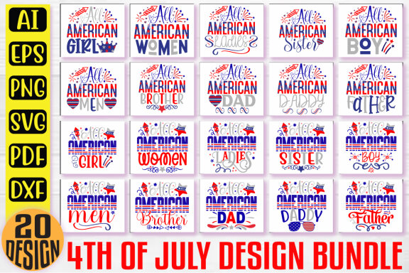 Happy 4th Of July SVG And T-shirt Design Bundle