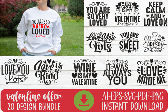 Happy Valentine SVG And T-shirt Design Bundle