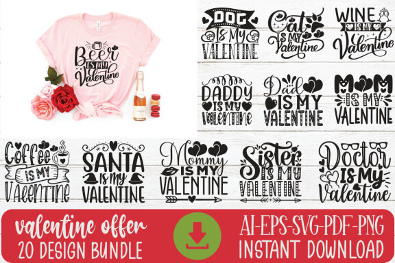 Happy Valentine FREE T-shirt Design Bundle