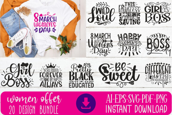 Happy Women's Day SVG And T-shirt Design Bundle. Happy Mother's Day SVG And T-shirt Design Bundle. Mom Mama Mummy SVG Quote T-shirt Design Bundle. Motivational SVG And T-shirt Design Bundle Vector EPS Editable Files