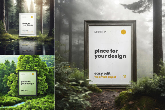 Frame Poster Mockups in the Forest