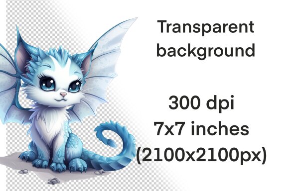 Cute Dragon Cat PNG Bundle, Little Fairy Kittens 