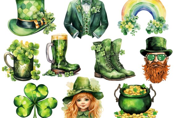 Saint Patrick`s Day PNG bundle, St. Patty`s Holiday Images Set