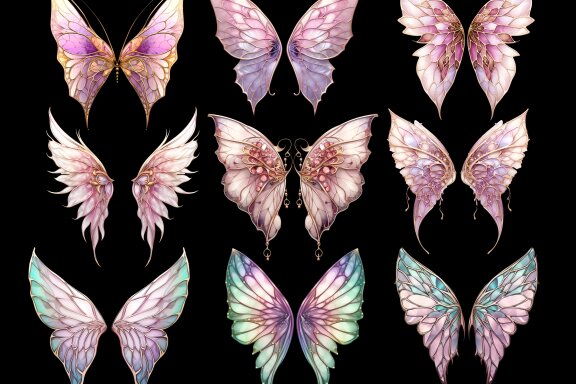 Fairy wings PNG bundle, Fantasy butterfly wings