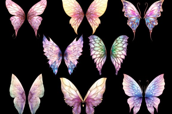 Fairy wings PNG bundle, Fantasy butterfly wings