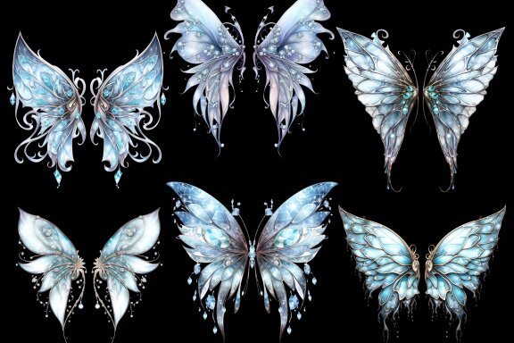 Crystal fairy wings PNG bundle