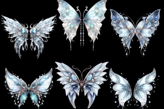 Crystal fairy wings PNG bundle