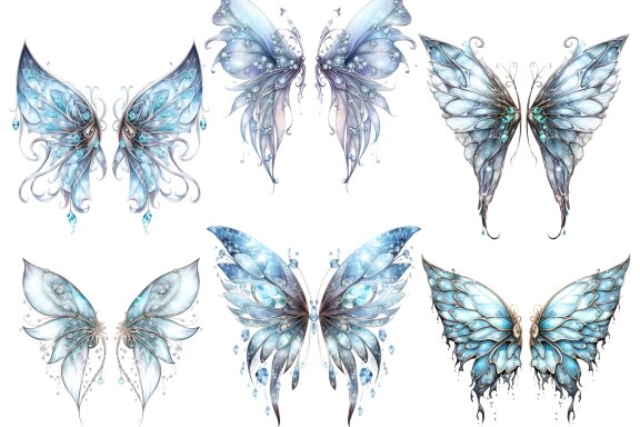 Crystal fairy wings PNG bundle