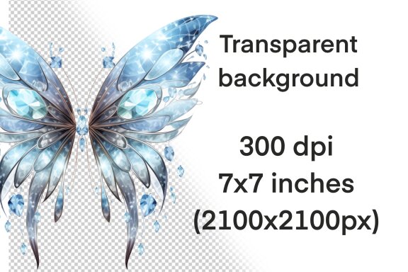 Crystal fairy wings PNG bundle