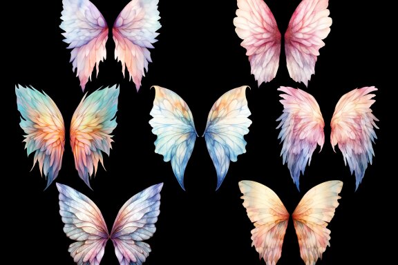 Watercolor fairy wings PNG bundle