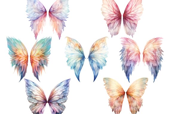 Watercolor fairy wings PNG bundle