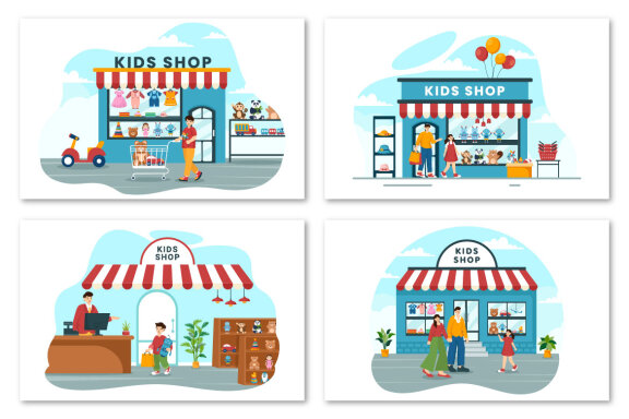 12 Kids Shop Illustration