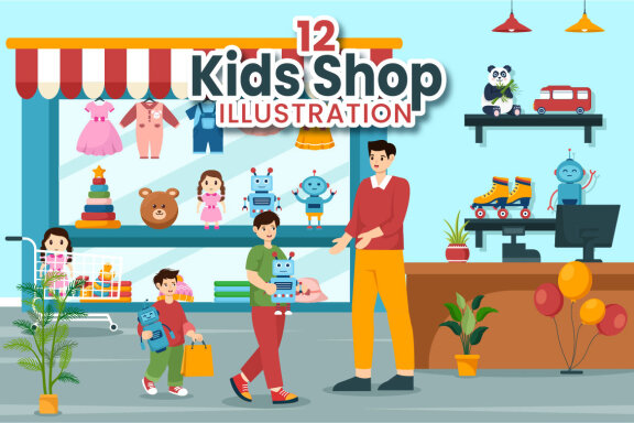 12 Kids Shop Illustration