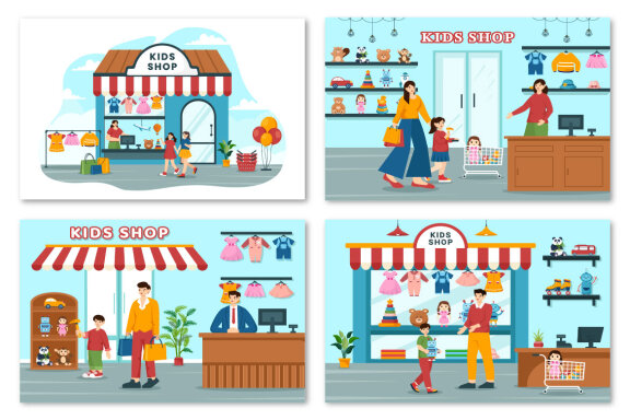 12 Kids Shop Illustration