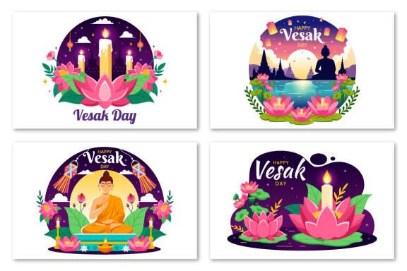 12 Vesak Day Celebration Illustration