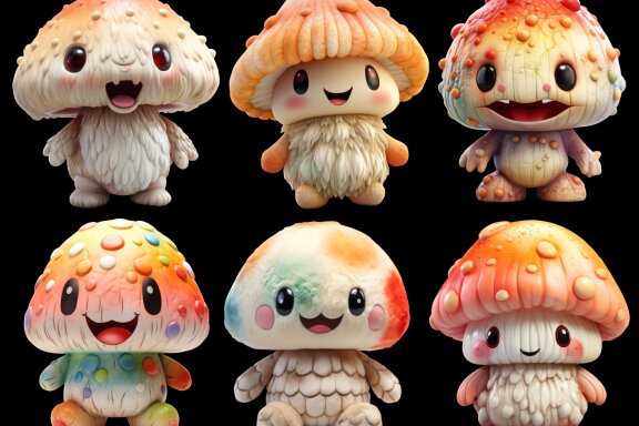 Plush Mushroom Toy PNG Bundle