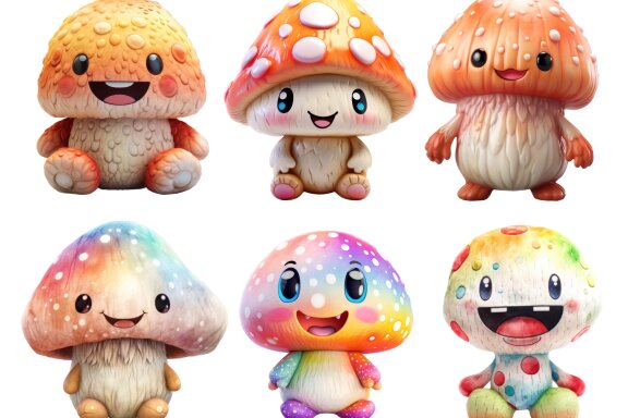 Plush Mushroom Toy PNG Bundle