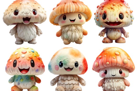 Plush Mushroom Toy PNG Bundle