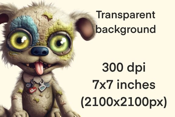 Plush Zombie Dog PNG Bundle, Funny Horror Clipart