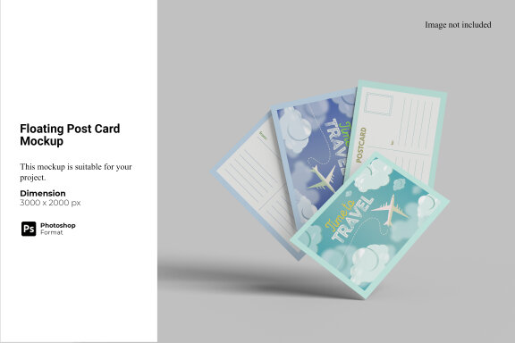 Floating Post Card Mockup