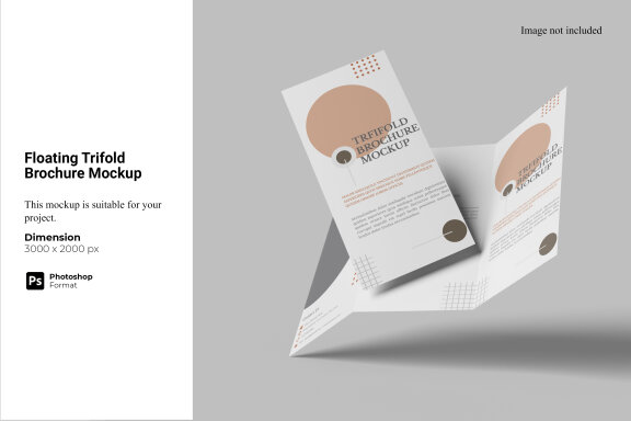 Floating Trifold Brochure Mockup