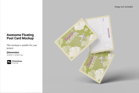 Awesome Floating Post Card Mockup