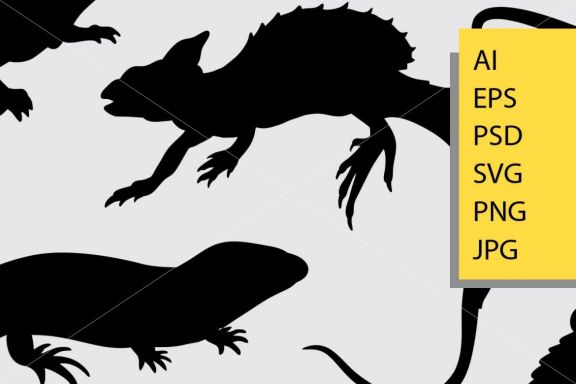 Iguana and lizard 2 silhouette
