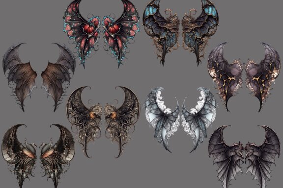 Gothic Bat Wings PNG Bundle