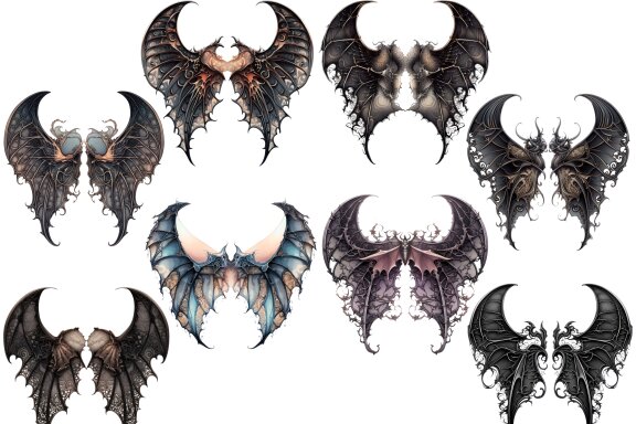 Gothic Bat Wings PNG Bundle