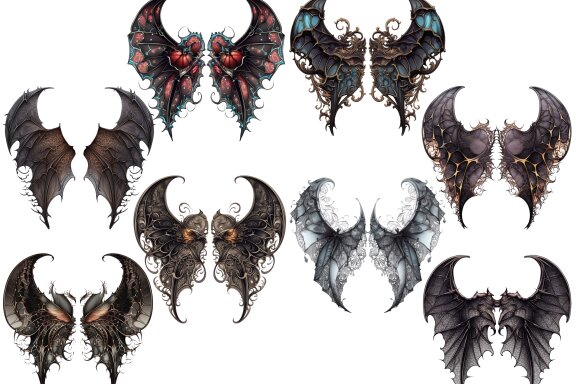 Gothic Bat Wings PNG Bundle