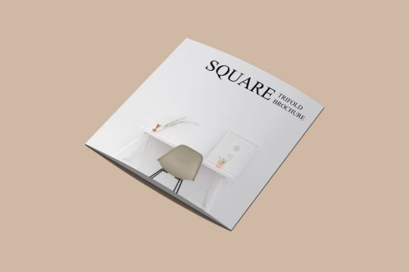 Square Trifold Brochure Mockup