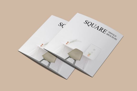 Square Trifold Brochure Mockup