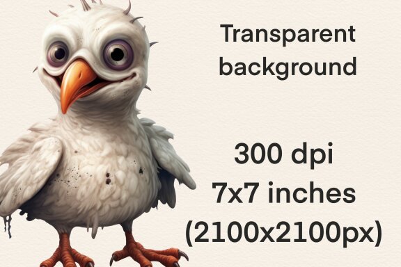 Plush Zombie Bird PNG Bundle, Funny Horror Clipart